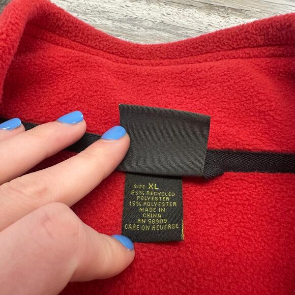 Aigle‎ Red Black Men XL Microfleece Full Zip Mock Neck Windgear Jacket Gorpcore - Picture 5 of 8